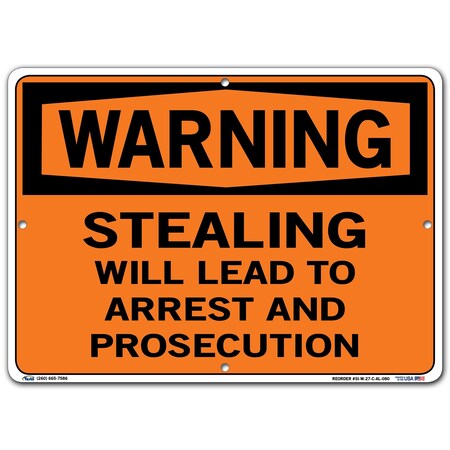 Vestil Aluminum Sign, 10-1/2" Height, 14-1/2" Width, Aluminum, Rectangle, English SI-W-27-C-AL-080