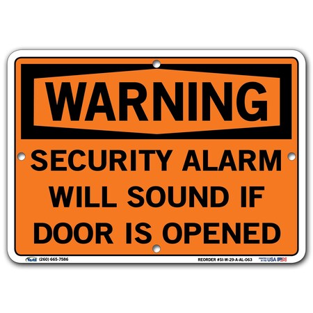 Vestil Aluminum Sign, 7-1/2" Height, 10-1/2" Width, Aluminum, Rectangle, English SI-W-29-A-AL-063