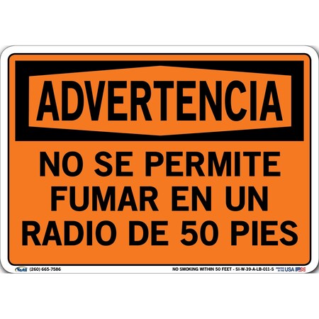 Vestil Vinyl Label Sign, 7-1/2" Height, 10-1/2" Width, Vinyl Label, Rectangle, Spanish SI-W-39-A-LB-011-S