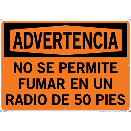 Vestil Aluminum Composite Sign, 14-1/2" Height, 20-1/2" Width, Aluminum Composite, Rectangle, Spanish SI-W-39-E-AC-130-S