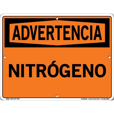 Vestil Aluminum Sign, 9-1/2" Height, 12-1/2" Width, Aluminum, Rectangle, Spanish SI-W-41-B-AL-063-S