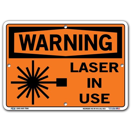 Vestil Aluminum Sign, 7-1/2" H, 10-1/2" W, Aluminum, Rectangle, SI-W-44-A-AL-063 SI-W-44-A-AL-063