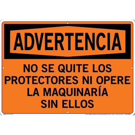 Vestil Aluminum Sign, 14-1/2" Height, 20-1/2" Width, Aluminum, Rectangle, Spanish SI-W-45-E-AL-080-S