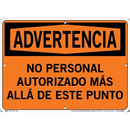 Vestil Aluminum Sign, 10-1/2" Height, 14-1/2" Width, Aluminum, Rectangle, Spanish SI-W-48-C-AL-080-S