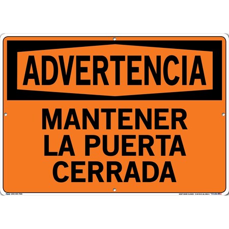 Vestil Aluminum Sign, 14-1/2" Height, 20-1/2" Width, Aluminum, Rectangle, Spanish SI-W-50-E-AL-080-S