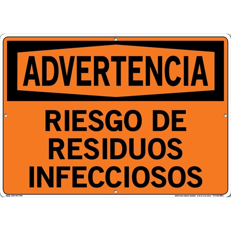 Vestil Aluminum Sign, 14-1/2" Height, 20-1/2" Width, Aluminum, Rectangle, Spanish SI-W-51-E-AL-040-S