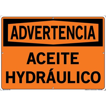 Vestil Aluminum Sign, 14-1/2" Height, 20-1/2" Width, Aluminum, Rectangle, Spanish SI-W-53-E-AL-063-S
