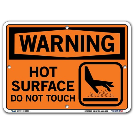 Vestil Aluminum Composite Sign, 7-1/2" H, 10-1/2" W, Aluminum Composite, Rectangle, SI-W-54-A-AC-130 SI-W-54-A-AC-130