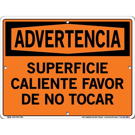 Vestil Polystyrene Sign, 9-1/2" Height, 12-1/2" Width, Polystyrene, Rectangle, Spanish SI-W-54-B-PS-040-S