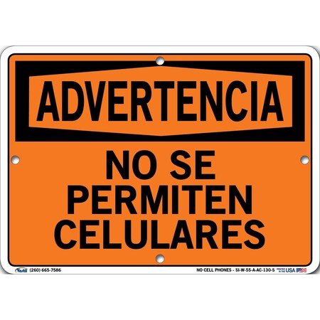 Vestil Aluminum Composite Sign, 7-1/2" Height, 10-1/2" Width, Aluminum Composite, Rectangle, Spanish SI-W-55-A-AC-130-S