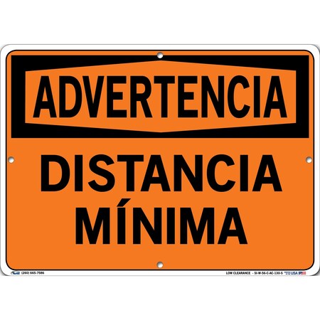 Vestil Aluminum Composite Sign, 10-1/2" Height, 14-1/2" Width, Aluminum Composite, Rectangle, Spanish SI-W-56-C-AC-130-S
