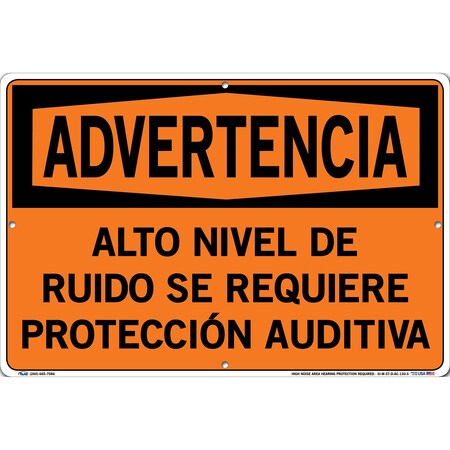 Vestil Aluminum Composite Sign, 12-1/2" Height, 18-1/2" Width, Aluminum Composite, Rectangle, Spanish SI-W-57-D-AC-130-S