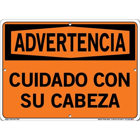 Vestil Polystyrene Sign, 10-1/2" Height, 14-1/2" Width, Polystyrene, Rectangle, Spanish SI-W-62-C-PS-040-S