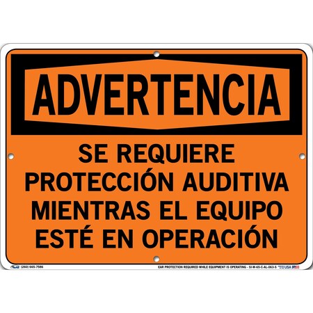 Vestil Aluminum Sign, 10-1/2" Height, 14-1/2" Width, Aluminum, Rectangle, Spanish SI-W-65-C-AL-063-S