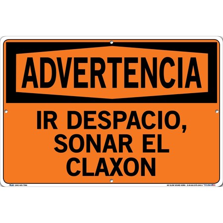 Vestil Polystyrene Sign, 12-1/2" Height, 18-1/2" Width, Polystyrene, Rectangle, Spanish SI-W-66-D-PS-040-S