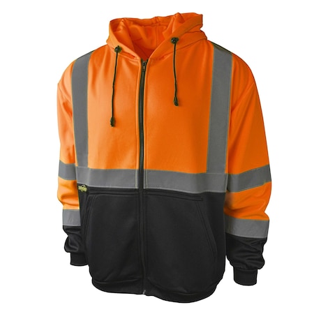 Radians Hi-Vis Hooded Sweatshirt, Type R Class 3, Type R Class 3, 100% Polyester Anti-pill Fleece, 2X SJ01B-3ZOS-2X