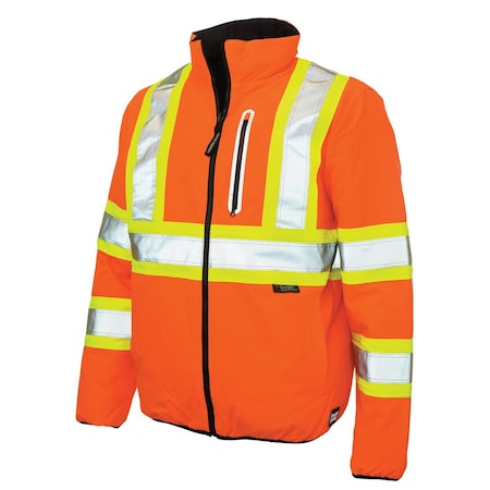 Tough Duck Hi-Vis Reversible Safety Jacket, 300D Ripstop, 100% Polyester, Class 3 Type R, Hi-Vis Orange, 3XL SJ272