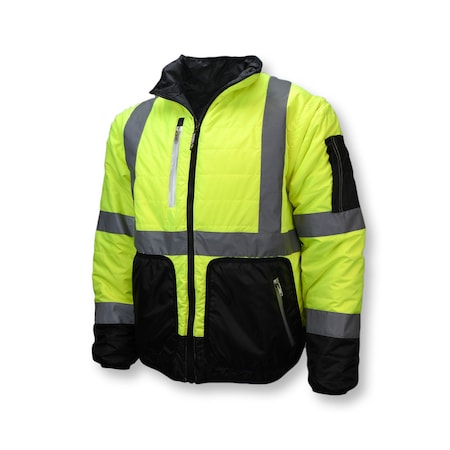 Radians Hi-Vis Reversible Jacket, 100% Polyester Light Weight Diamond Ripstop, Class Type R Class 3 XL SJ510-3ZGS-XL