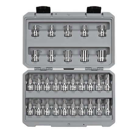 Tekton 1/2" Drive TR Torx Bit & External Star Socket Set, Torx(R), 30 pcs SKT25402
