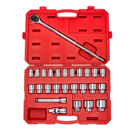 Tekton 3/4 Inch Drive 12-Point Socket and Ratchet Set, 26-Piece (19-50 mm) SKT35205