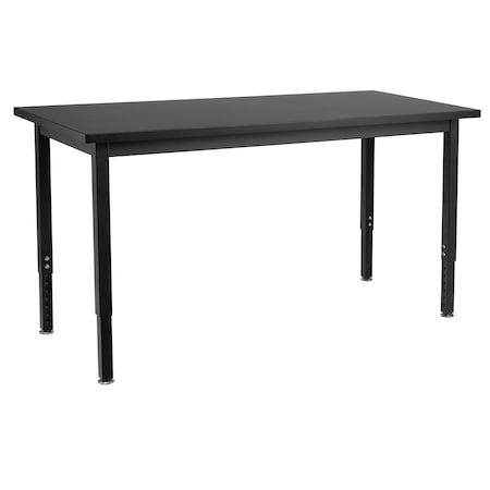 National Public Seating Rectangle Height Adjust Science Lab Table, 24" x 54, 24" W, 54" L, 22.25-37.25" H, Black SLT3-2454C