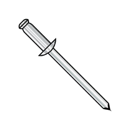 Zoro Select Blind Rivet, Dome Head, 3/16 in Dia., 0.575 in L, Stainless Steel Body, 5000 PK SSDS66