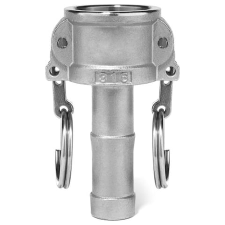 Usa Industrials Cam and Groove Fitting, 316SS, C, 1/2" Coupler x 1/2" Hose Shank BULK-CGF-23