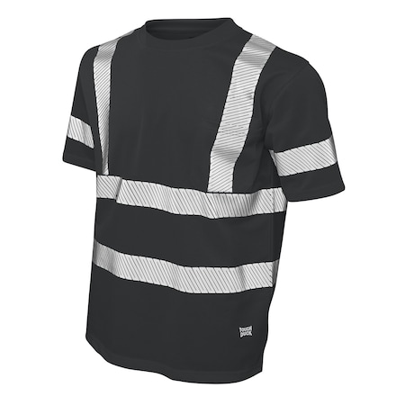Tough Duck Hi-Vis Short Sleeve T-Shirt, 100% Polyester Micro Mesh, Black, 5XL ST072