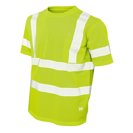 Tough Duck Hi-Vis Short Sleeve T-Shirt, 100% Polyester Micro Mesh, Yellow, 4XL ST072