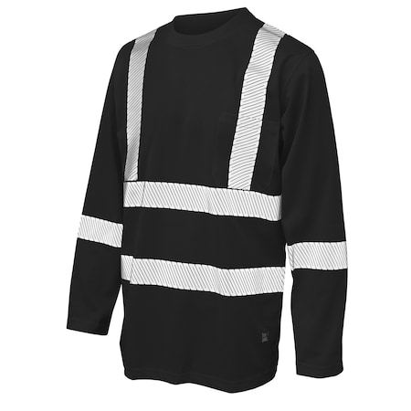 Tough Duck Hi-Vis Long Sleeve T-Shirt, 100% Polyester Micro-Mesh, Black, 5XL ST082