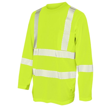 Tough Duck Hi-Vis Long Sleeve T-Shirt, 100% Polyester Micro-Mesh, Yellow, 5XL ST082