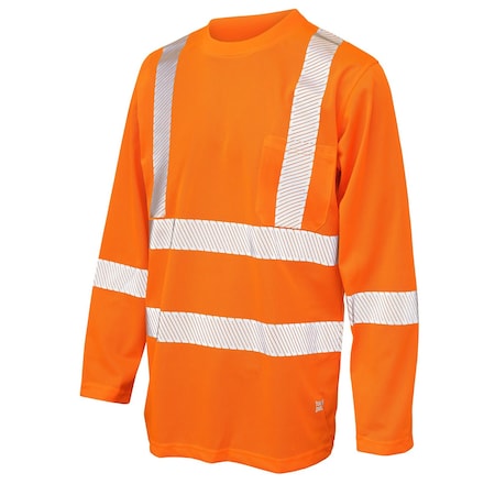 Tough Duck Hi-Vis Long Sleeve T-Shirt, 100% Polyester Micro-Mesh, Orange, 3XL ST082