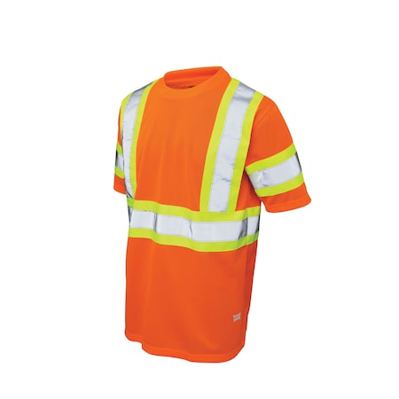 Tough Duck Hi-Vis Short Sleeve T-Shirt, 100% Polyester Micro-Mesh, Orange, 5XL ST092