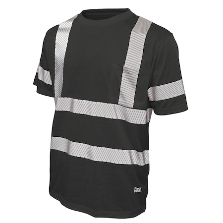 Tough Duck Short Sleeve Safety T-Shirt, 100% Polyester Jersey, Black, 2XL ST121