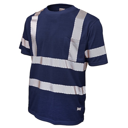 Tough Duck Short Sleeve Safety T-Shirt, 100% Polyester Jersey, Navy, 2XL ST121