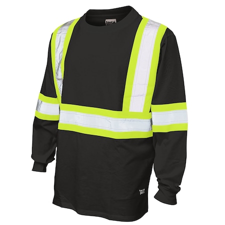 Tough Duck L/S Safety T-Shirt w/100pct.Cotton, Black ST211