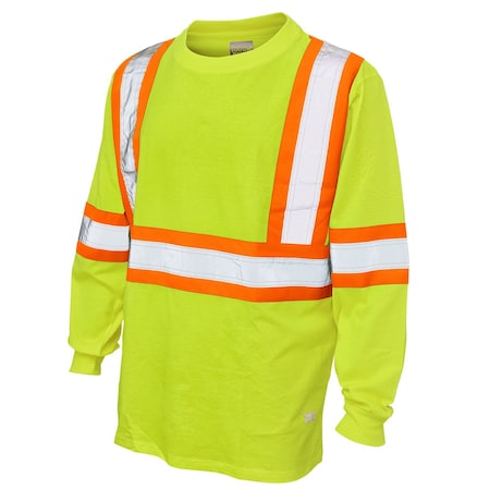 Tough Duck Long Sleeve Safety T-Shirt, 100% Cotton Jersey, Yellow, 3XL ST212
