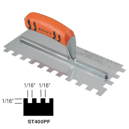 Superior Tile Cutter And Tools Square-Notch Trowe, 1/16" x 1/16" x 1/16 ST400PF
