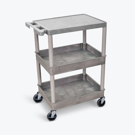 Luxor Flat Top and Tub Middle/Bottom Shelf Cart - Gray STC211-G