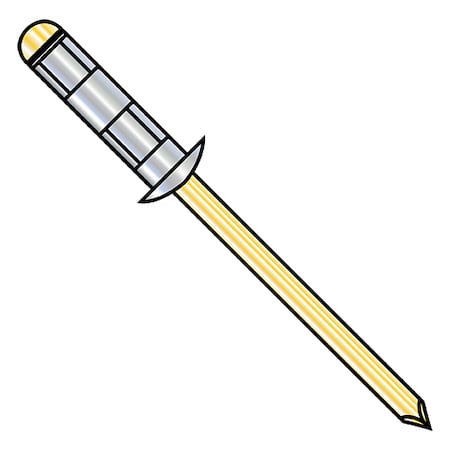 Zoro Select Blind Rivet, Dome Head, 3/16 in Dia., 0.55 in L, Steel Body, 4000 PK SF48140DY