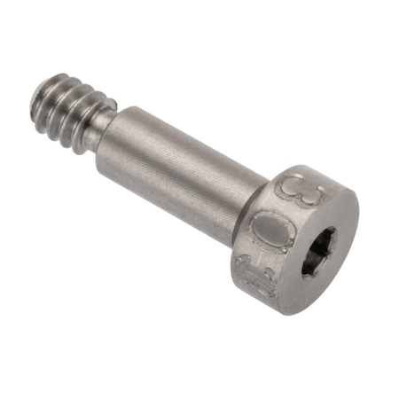 Ampg Shoulder Screw, 3A Thr Sz, 3/16 Thr Lg, 3/8 in Shoulder Lg, 18-8 Stainless Steel STR78853C06