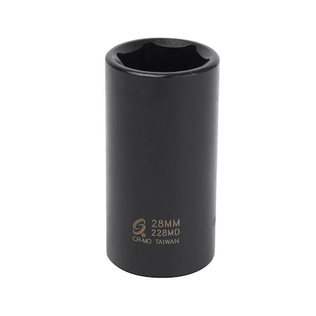 Sunex 1/2" Drive, 28mm Size, Metric Socket, 6 Points, Deep 1/2"Dr, 28mm 228MD