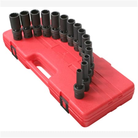 Sunex Deep Universal Impact Socket Set, 1/2" Dr 12 Point SUN2662