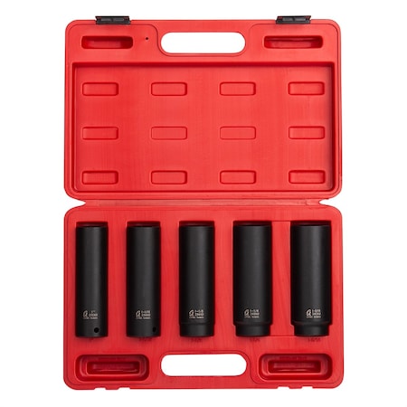 Sunex 1/2" Drive Deep Impact Socket Set, SAE, 5 pcs, Chrome 2845