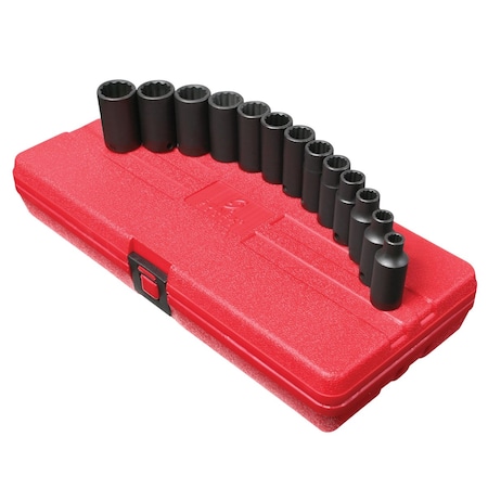 Sunex 3/8" Drive Semi Deep Impact Socket Set, Metric, 13 pcs 3338