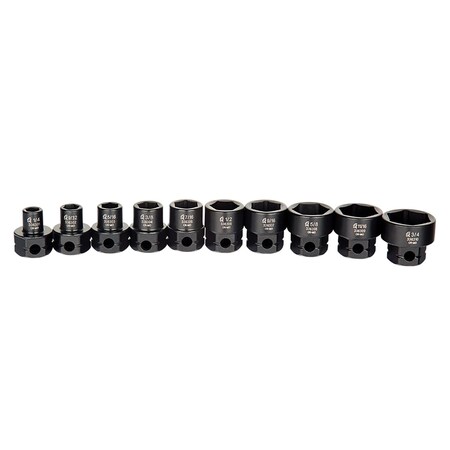 Sunex Low Profile Impact Socket Set W/ Hex Shank, Sae, 10 Piece 3/8" Dr SUN3363