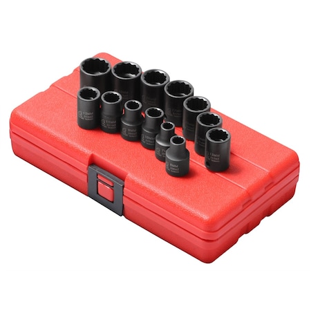 Sunex Impact Socket Set, 3/8"Dr, 12Pt, 13 pcs. 3675
