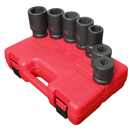 Sunex Metric Deep Impact Socket Set, 7 Piece 1" Drive 6 Point SUN5697M