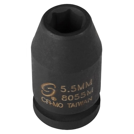 Sunex Standard Impact Socket 5.5Mm, 1/4" Drive 6 Point SUN8055M