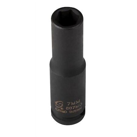 Sunex 1/4" Drive, 7mm Size, Metric Socket, 6 Points, Deep, 6 pt., 1/4" Drive, 7mm 807MD